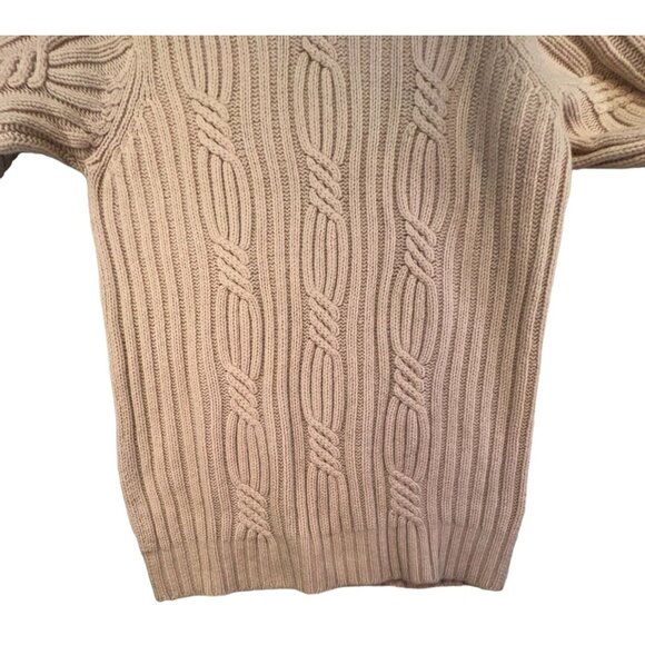 Valerie Stevens 100% Lambswool Fisherman Cable Knit Tunic Sweater L Pale Pink - Picture 7 of 11